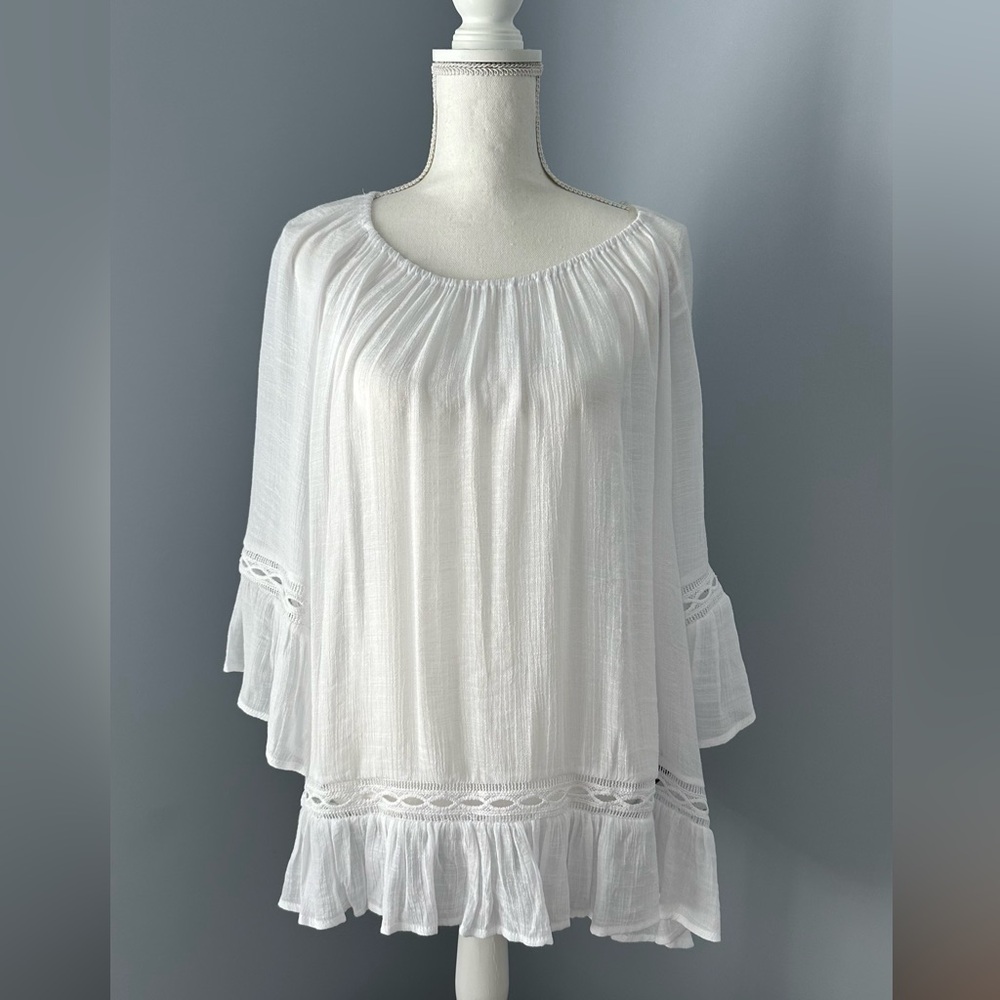 *NWT* ZAC & RACHAEL WOMEN’S SIZE 2X BRIGHT WHITE BOHO PEASANT BLOUSE